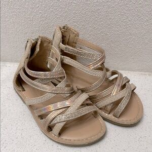 🌺 Baby Toddler girl Glitter Sandals - Beige and Gold. Cat and Jack size 6.